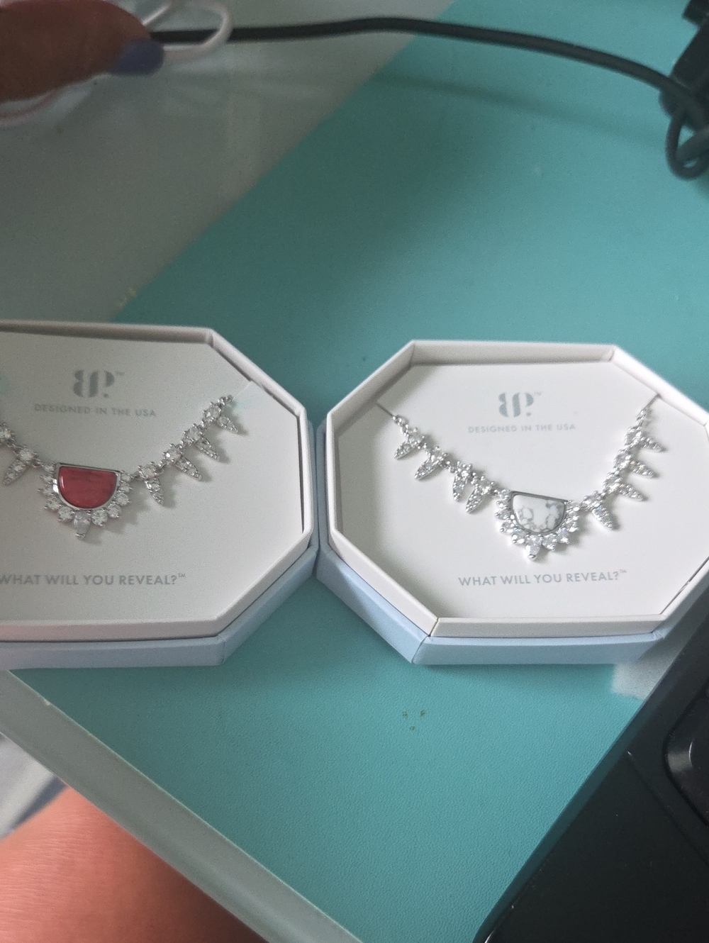 2 Bomb Party Necklaces. Howlite and Red Coral.